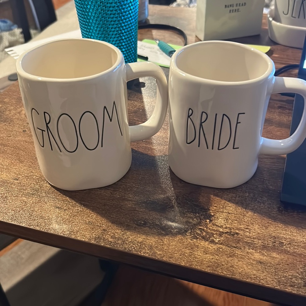 Rae Dunn bride and groom mugs - NWT